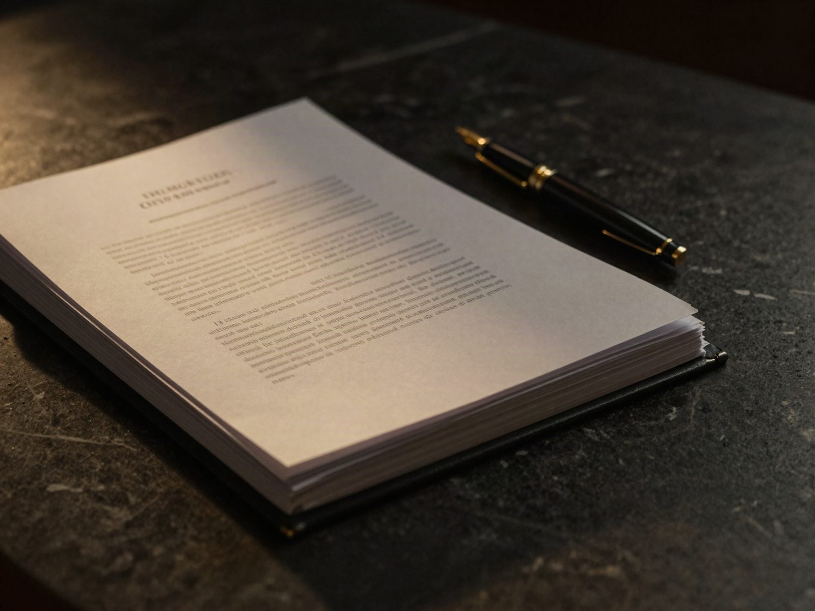 Legal documents on dark marble